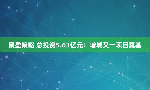 聚盈策略 总投资5.63亿元！增城又一项目奠基